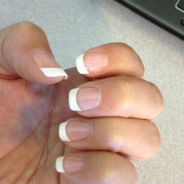 Shellac manicure done French manicure style.