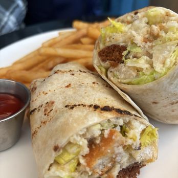 Funny Library Coffee Shop - Nashville hot chicken wrap and fries - Coffee & Tea Near Me - Nashville, Tennessee