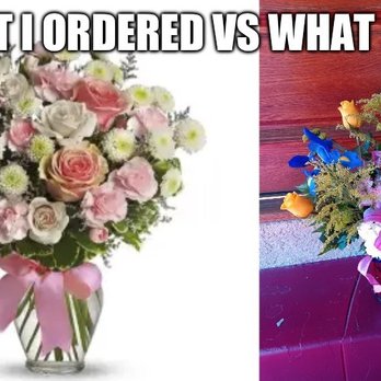 Lordz Flowers - Ordered the arrangement on the left on their website, the arrangement on the right is what got delivered - Florists Near Me - Montrose, California Lordz Flowers - Ordered the arrangement on the left on their website, the arrangement on the right is what got delivered - Florists Near Me - Montrose, California