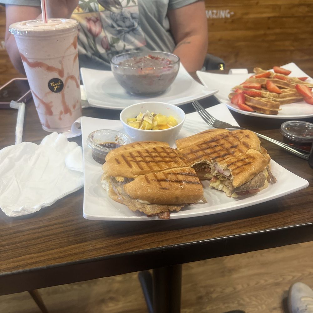 Nutrition Stop - Cubana Torta, Happy Bowl, Strawberry Waffles, Large Strawberry Banana Smoothie. - Grocery Near Me - Saint Peters, Missouri Nutrition Stop - Cubana Torta, Happy Bowl, Strawberry Waffles, Large Strawberry Banana Smoothie. - Grocery Near Me - Saint Peters, Missouri