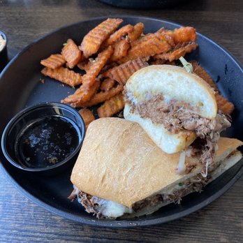 MP Kitchen and Bar - Pot Roast Dip Sandwich Sweet Potato Fries - American Near Me - Wheeling, Illinois