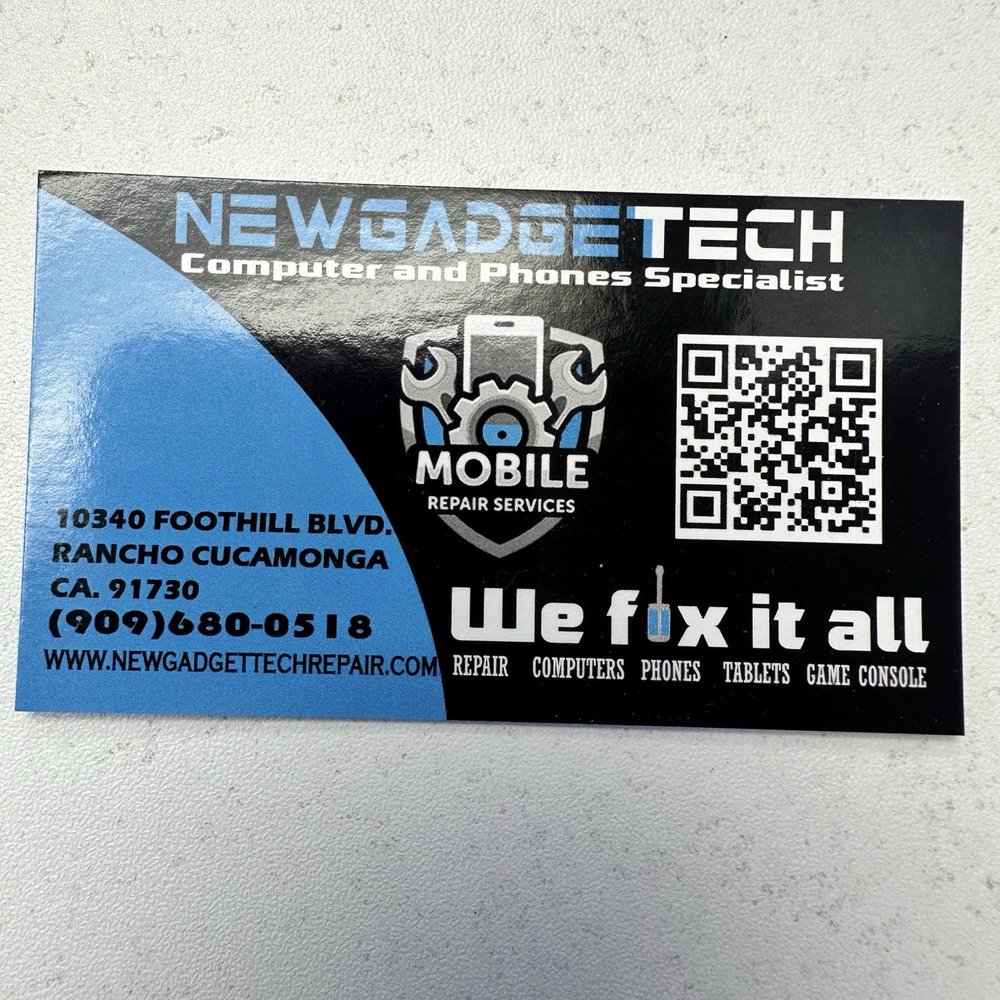 New Gadget Tech - Business Card - Mobile Phone Repair Near Me - Rancho Cucamonga, California