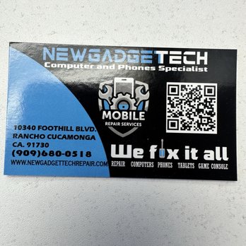 New Gadget Tech - Business Card - Mobile Phone Repair Near Me - Rancho Cucamonga, California New Gadget Tech - Business Card - Mobile Phone Repair Near Me - Rancho Cucamonga, California