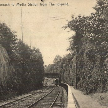 Media Station - Media PA Approach to RR Train Station c1910 Antique Postcard - Public Transportation Near Me - Media, Pennsylvania