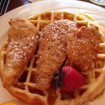 Caffe Luna Rosa - Sadly the chicken and waffles come with pressed chicken patties. - Italian Near Me - Delray Beach, Florida