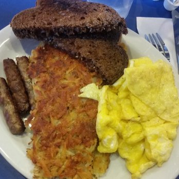 Uptown Diner - My breakfast--pumpernickel toast, sausage, hash browns, and eggs. - Diners Near Me - Minneapolis, Minnesota Uptown Diner - My breakfast--pumpernickel toast, sausage, hash browns, and eggs. - Diners Near Me - Minneapolis, Minnesota
