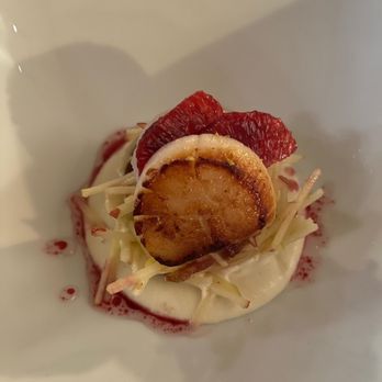 Backyard Farm Chef's Table - Seared bay scallop - Canadian (New) Near Me - Oliver, British Columbia Backyard Farm Chef's Table - Seared bay scallop - Canadian (New) Near Me - Oliver, British Columbia