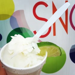 Super Sno - Organic Kaffir lime and coconut topped with coconut shavings.