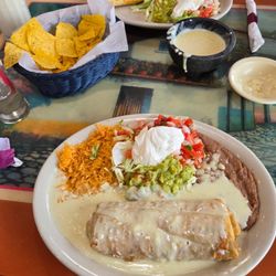 Cancun Mexican Grill & Bar - Chimichanga, dip and chips