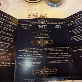 The Heritage Grille & Wine Barrel - the menu - Wine Bars Near Me - Wake Forest, North Carolina The Heritage Grille & Wine Barrel - the menu - Wine Bars Near Me - Wake Forest, North Carolina