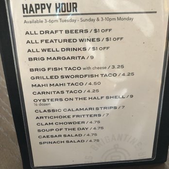 Brigantine - Happy hour menu - Seafood Near Me - Imperial Beach, California