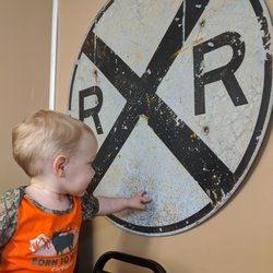 Albion Pizza Depot - Grandson enjoying the train theme