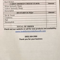 Tiede Farms Smokehouse - Menu