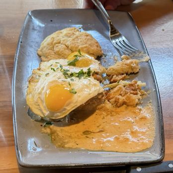 Lazy Dog Restaurant & Bar - Chicken and Biscuit with fried eggs - New American Near Me - Westminster, Colorado Lazy Dog Restaurant & Bar - Chicken and Biscuit with fried eggs - New American Near Me - Westminster, Colorado