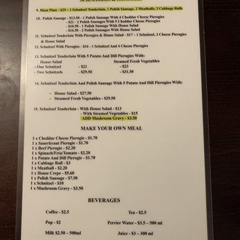 Polish Bistro - a menu for a restaurant - Polish Near Me - Penticton, British Columbia