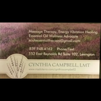 Cynthia Campbell, LMT - Contact card for Cynthia - Massage Therapy Near Me - Lexington, Kentucky Cynthia Campbell, LMT - Contact card for Cynthia - Massage Therapy Near Me - Lexington, Kentucky