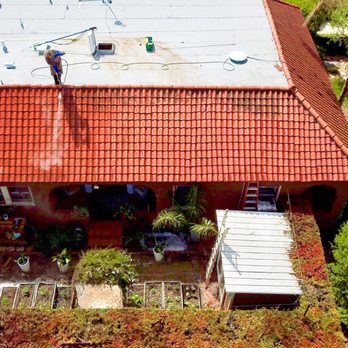 Room With A View Window Cleaning - Drone shot by my husband of Veland working his magic on our tile roof. - Window Washing Near Me - Tustin, California Room With A View Window Cleaning - Drone shot by my husband of Veland working his magic on our tile roof. - Window Washing Near Me - Tustin, California