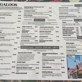 Boogaloos - Menu - American Near Me - San Francisco, California