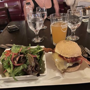 Back Bay Social - House Salad and BBS Burger - New American Near Me - Boston, Massachusetts