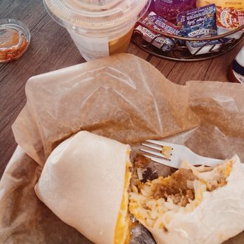 Sunrise Cafe & Bakery - Inside the breakfast Loaded Hashbrown Burrito - Breakfast & Brunch Near Me - Panama City Beach, Florida