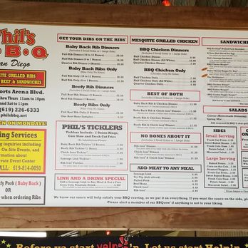 Phil's BBQ - Menu - Barbeque Near Me - San Diego, California