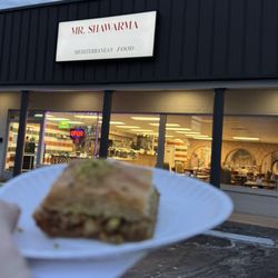 Mr Shawarma - A piece of baklava outside of Mr. Shawarma