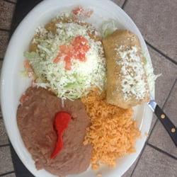 Jose's Blue Sombrero - Combination plate: tostada and chimichanga