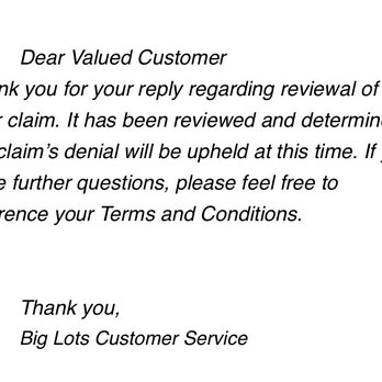 Big Lots - Warranty denied just because they decided to - Department Stores Near Me - Las Vegas, Nevada Big Lots - Warranty denied just because they decided to - Department Stores Near Me - Las Vegas, Nevada