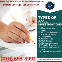 RCI International Process Service & Investigations - Asset Locations