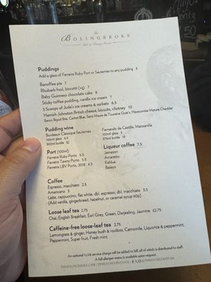 Menu photo 2 The Bolingbroke London, XGL Menu photo 2 The Bolingbroke London, XGL