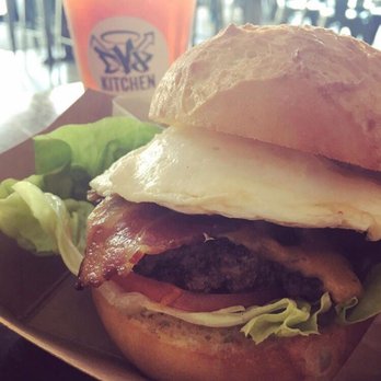 DV8 Kitchen - All Day Breakfast Burger on a gluten free bun - Bakeries Near Me - Lexington, Kentucky