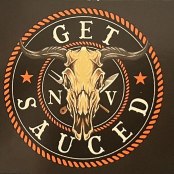 Get Sauced NV - a cow skull on a black background - Barbeque Near Me - Pioche, Nevada