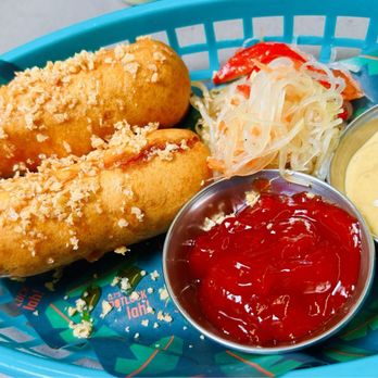 Potluck Hawker Eatery - Spam corn dogs!! - Indonesian Near Me - Vancouver, British Columbia Potluck Hawker Eatery - Spam corn dogs!! - Indonesian Near Me - Vancouver, British Columbia