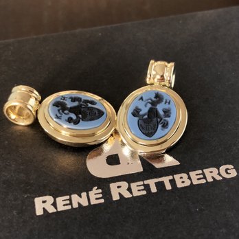 Rettberg René - Wappenanhänger für Collier mit Lagenstein / Lagenonyx mit feinster Handgravur der Familienwappen - Jewelry Near Me - Celle, NI