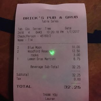 Brick's Pub and Grub - Boy the cost of ice sure has gone up. However it was free in my friends water. - Pubs Near Me - Lee's Summit, Missouri Brick's Pub and Grub - Boy the cost of ice sure has gone up. However it was free in my friends water. - Pubs Near Me - Lee's Summit, Missouri