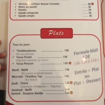 La Pointe des Almadies - Menu - African Near Me - Paris, 75 La Pointe des Almadies - Menu - African Near Me - Paris, 75