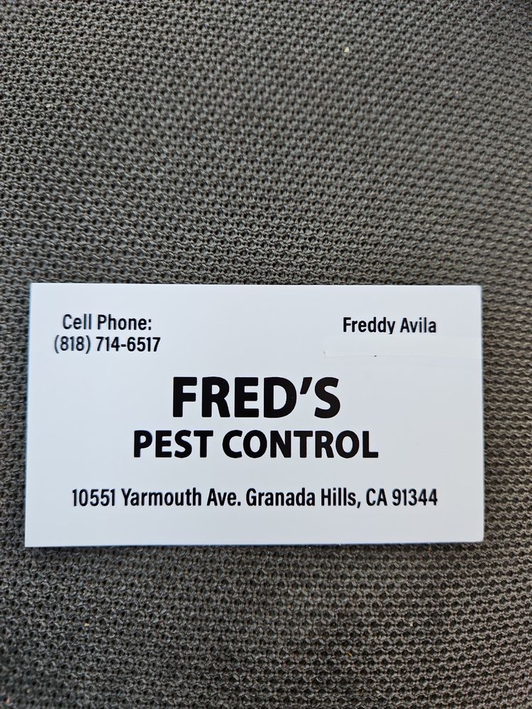 FRED’S PEST CONTROL Updated August 2024 10551 Yarmouth Ave, Granada Hills, California Pest