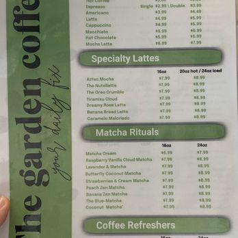 The Garden Coffee - Drink Menu - Desserts Near Me - Phoenix, Arizona