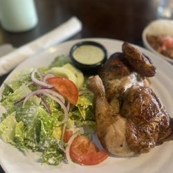 Rotisserie Chicken with salad and their special sauce