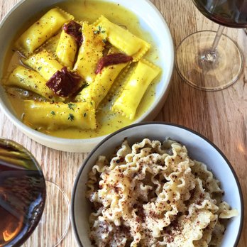 Lilia - Ah eeps Milk Cheese Filled Agnolotti (too) and Mafaldini (bottom) - Italian Near Me - Brooklyn, New York
