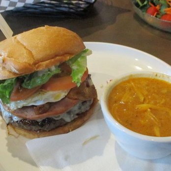 Wetlands - The Wetlands Burger w/Cheeseburger Soup side... - American Near Me - Cusick, Washington