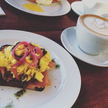 Blacksmith - Dill scramble and vanilla latte. - Coffee & Tea Near Me - Houston, Texas