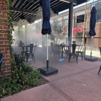 Eureka! - Picture of the sprinklers that turned on above us while we were eating. - Burgers Near Me - Redlands, California Eureka! - Picture of the sprinklers that turned on above us while we were eating. - Burgers Near Me - Redlands, California