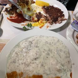 Jimmy’s Cafe - Biscuits and gravy and corn beef and hash