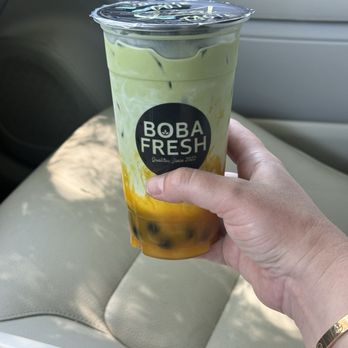 Boba Fresh - Mango Matcha Milk Tea - Bubble Tea Near Me - Clovis, California