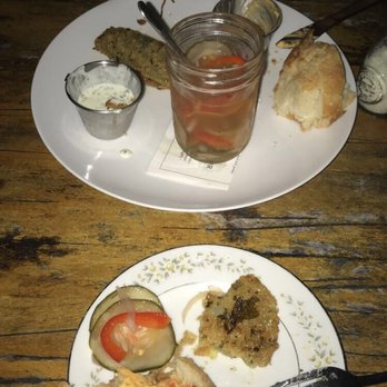The Floridian - The "Company's Commin" appetizer! Pickled veggies, pimento cheese with fresh bread, and both fried pickles and green tomatoesDelicious!! - Southern Near Me - Saint Augustine, Florida