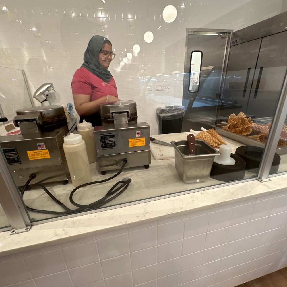Jeni's Splendid Ice Creams - Making waffle cones - Ice Cream & Frozen Yogurt Near Me - Chicago, Illinois Jeni's Splendid Ice Creams - Making waffle cones - Ice Cream & Frozen Yogurt Near Me - Chicago, Illinois