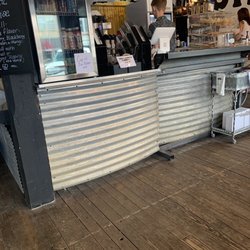 Watts Coffee - Wow, they used steel from an old grain bin to build the counter.