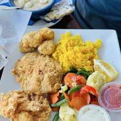 Fried fish, scallops, shrimp