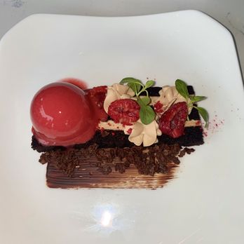 Terra - CHOCOLATE CAKE with RASPBERRY VARIATIONS and SORBET - Venues & Event Spaces Near Me - Laguna Beach, California Terra - CHOCOLATE CAKE with RASPBERRY VARIATIONS and SORBET - Venues & Event Spaces Near Me - Laguna Beach, California
